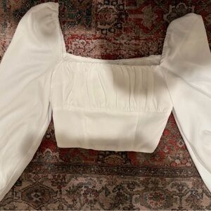 Princess Polly White Crop Top with Puffed Sleeves